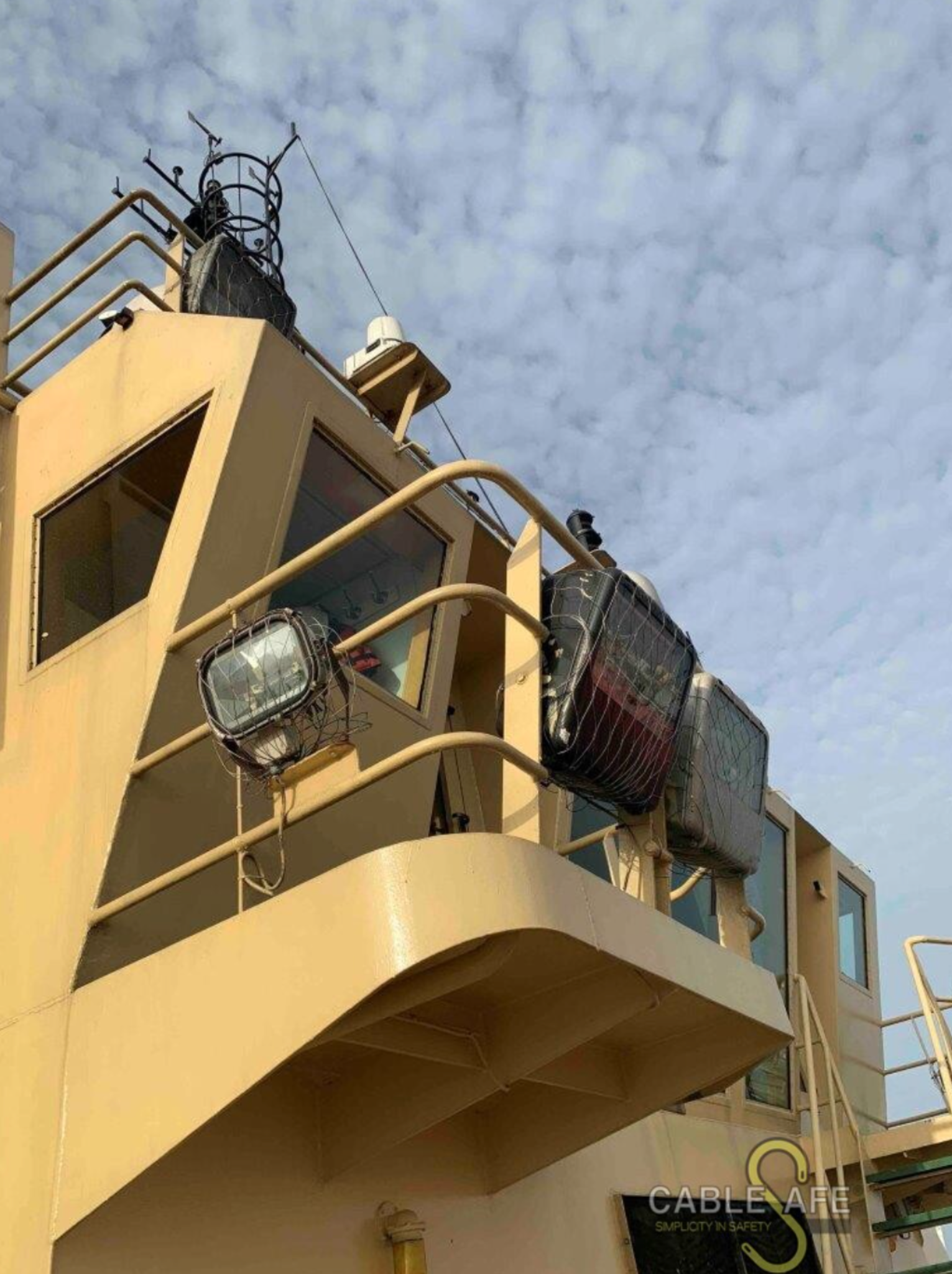 Safety net installed on offshore luminaire