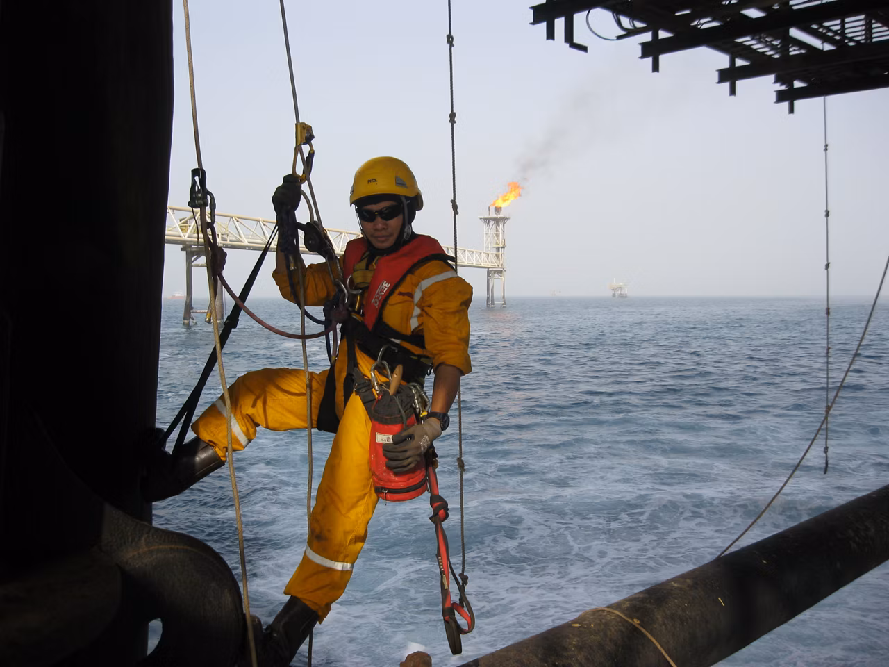 Rope access dropped object prevention installation